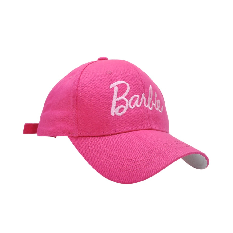 (Rose Red) Barbie Baseball Caps Letters Embroidery Outdoor Curved Brim Sun Hats Protection