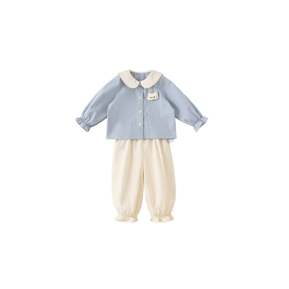 (80CM) Girl Checkered Shirt Clothes Set With Cotton Material For Daily Outings And Play-image-OPC-PHKPTWT-NEW