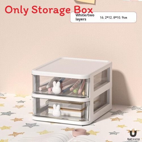 (White Two Storey) Plastic Small Capacity Drawer Organizer Stackable Layers Room Wardrobe Living