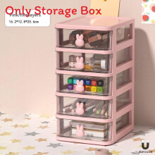 (Pink Five Storey) Plastic Small Capacity Drawer Organizer Stackable Layers Room Wardrobe Living