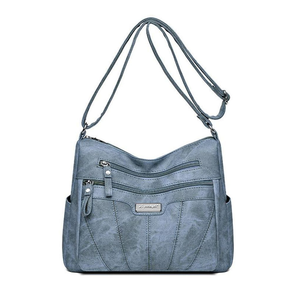 (blue) Bags Middle-aged And Elderly Mother Bags Washed Soft Leather Large-capacity Shoulder Bags Crossbody Bags Women's Bags Travel