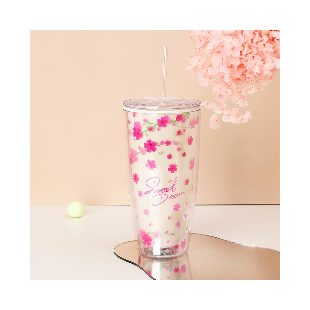 (StyleF) Girl Layer Double Straw Cup Large Capacity Portable Water Portable Kettle Bottle-image-OPC-PHKQRQC-NEW