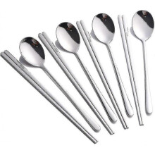 4 Set Spoons And Chopsticks Dinner Set Stainless Steel Korean Chopsticks Spoons Set - Ri