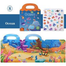 (Ocean) Early Education Reusable Sticker Book Matching Game Montessori Toys Kids Gifts
