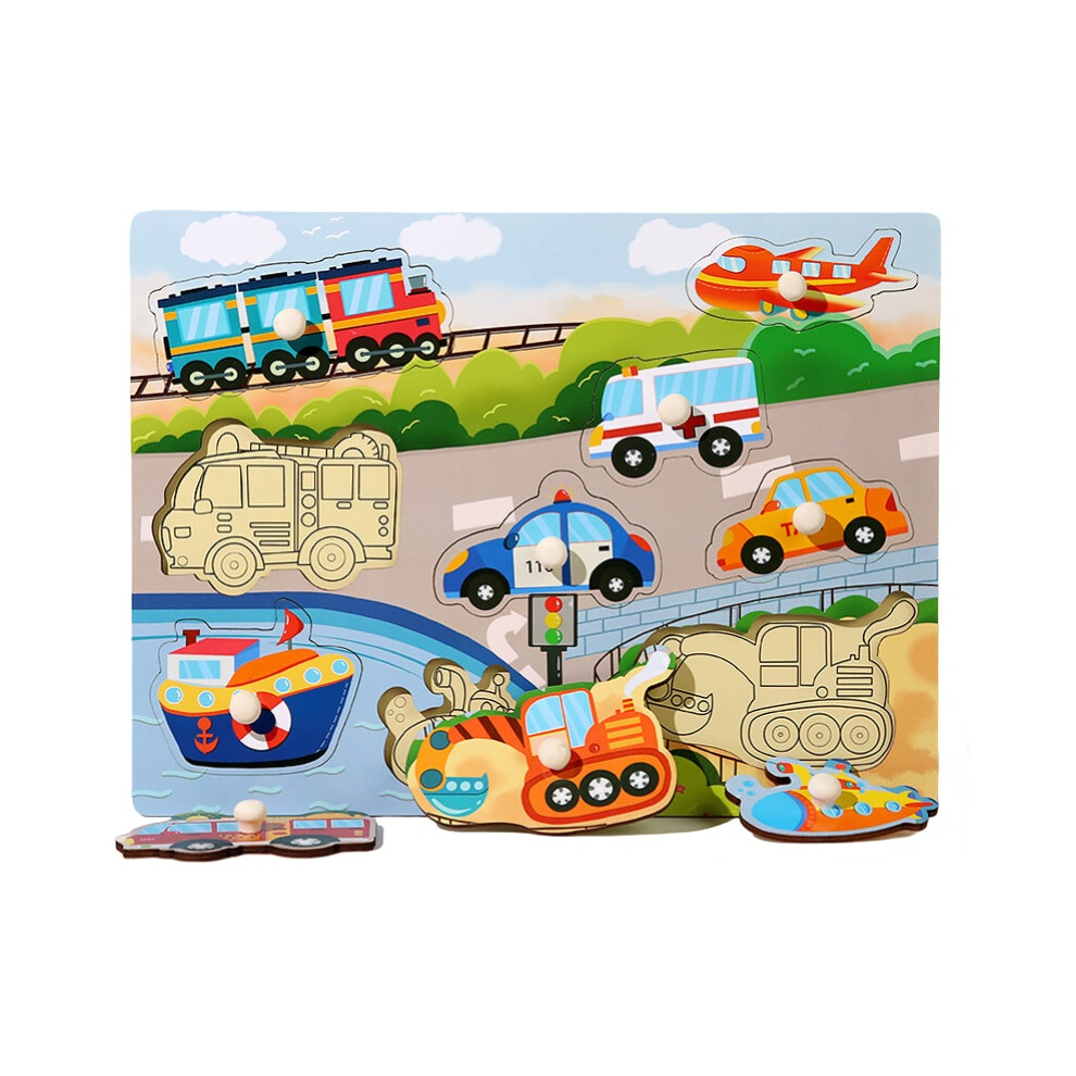 (Traffic) Wooden 3d Puzzle Early Educational Toys Learning Interactive Game Kids Gifts Fun