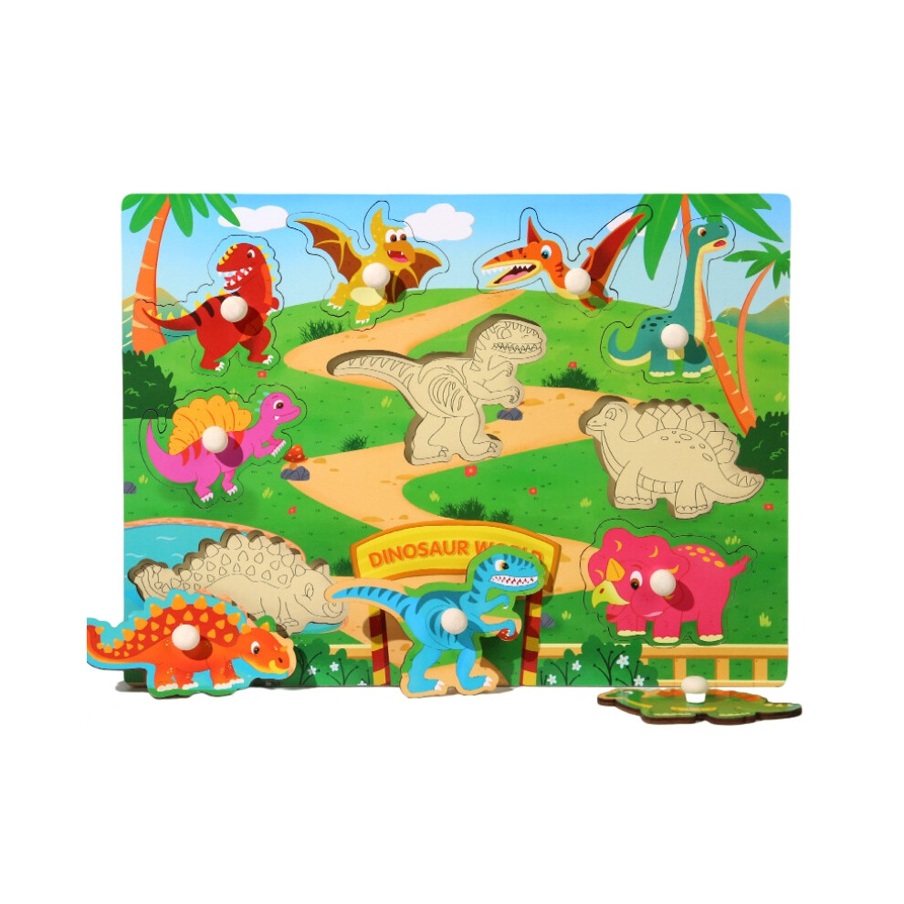 (Dinosaur) Wooden 3d Puzzle Early Educational Toys Learning Interactive Game Kids Gifts Fun