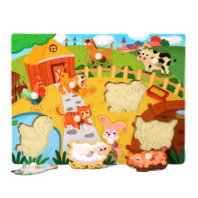 (Farm) Wooden 3d Puzzle Early Educational Toys Learning Interactive Game Kids Gifts Fun