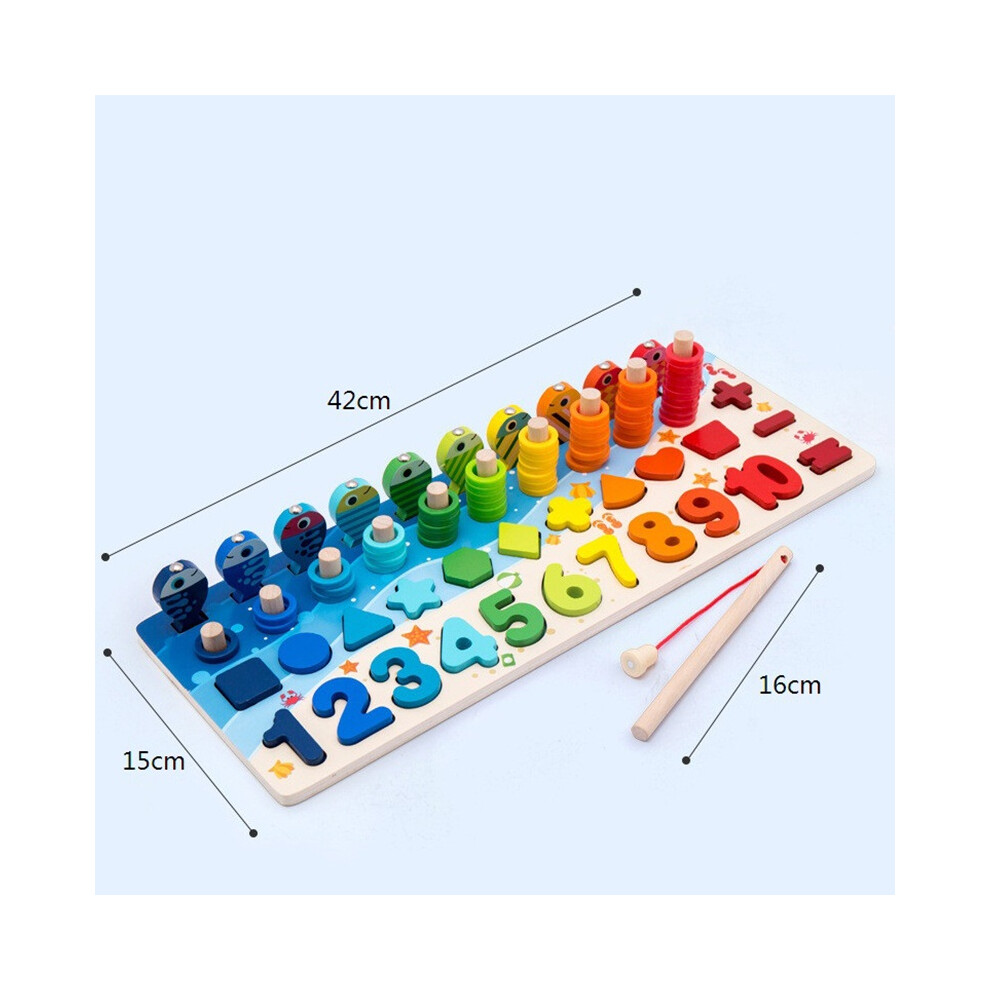(Ocean) 1 4 In Math Toy Set Fishing Puzzles Wooden Educational Matching Game Board Kids-image-OPC-PHKQXJZ-NEW