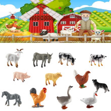 Small Farm 12pcs Animal Figures Simulated Realistic Cows Kids Model Playset Toys