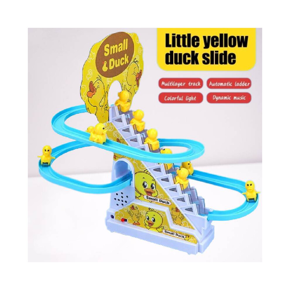 Electric Educational Kids Toys Plastic Duck Climbing Stair Music Tracks Light