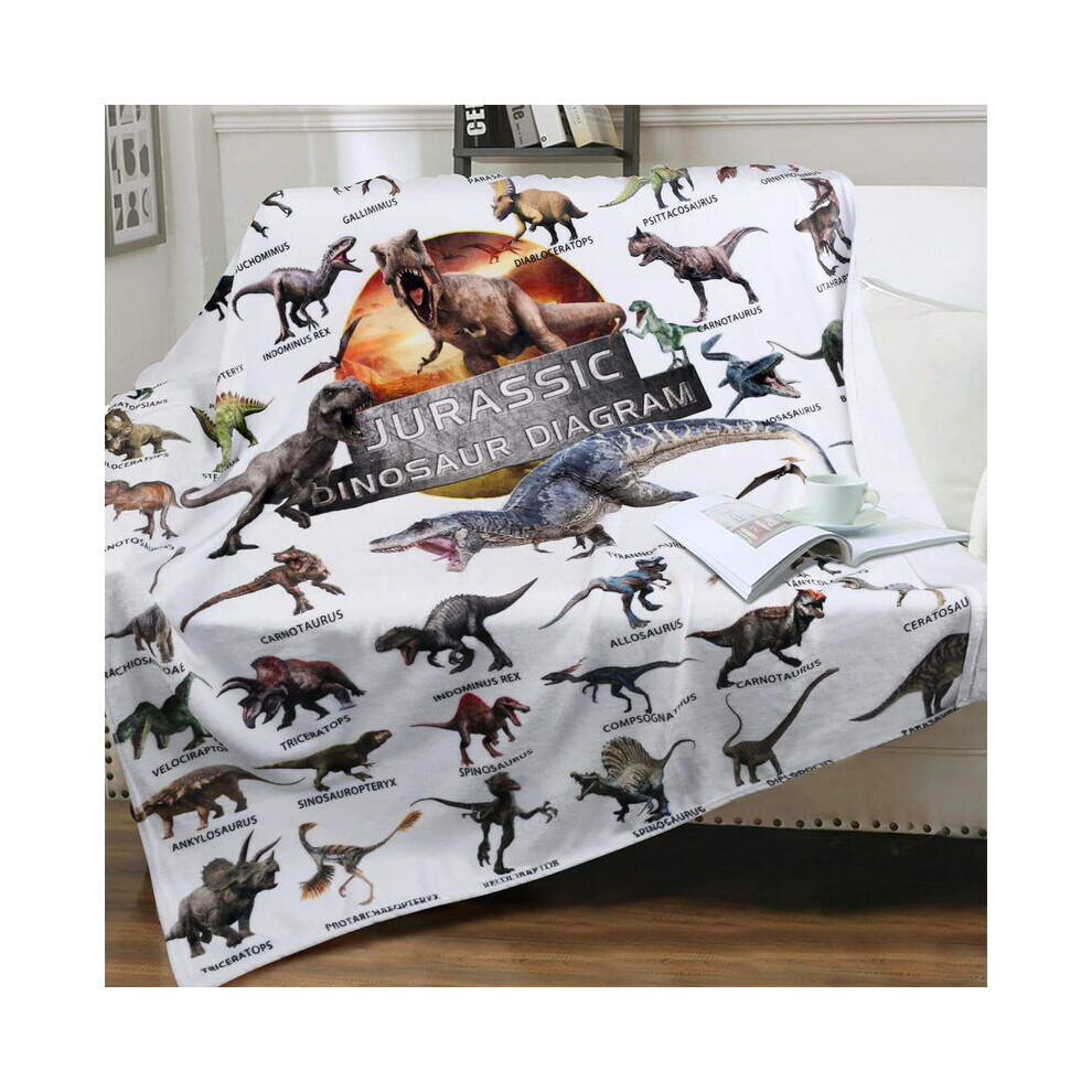 (Dinosaur Names, L) Jurassic Dinosaur Park Blanket Flannel Winter Bed Sofa Room Decoration Blanket