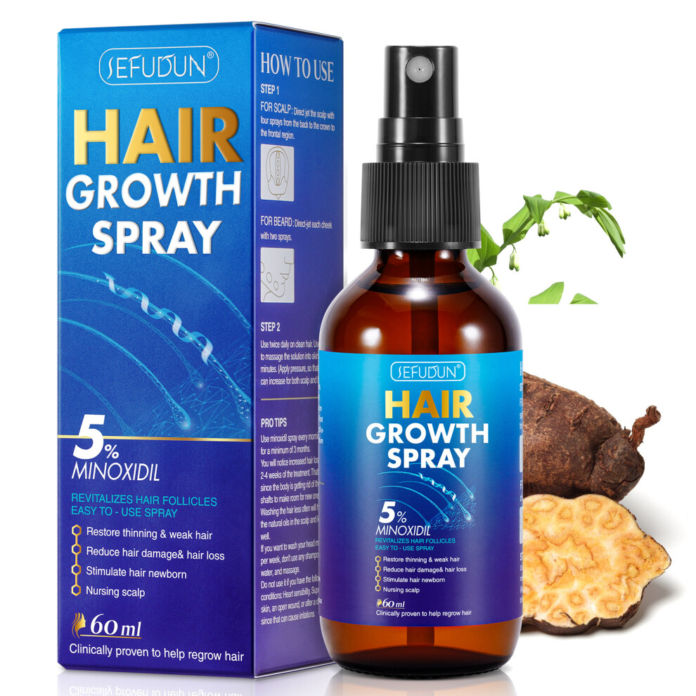 (60ml) SEFUDUN Hair Spray Minoxidil Spray Essential Oil Dense Hair Moisturizing Scalp Care 60ml