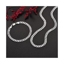 (20 pollici 50 cm) 925Charm 7MM Catena Unisex Bracciali Collane Gioielli Set