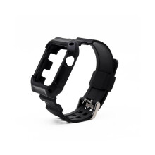 (Nero) Cinturino bicolore monoblocco per Apple Watch, protezione morbida per le chiavi