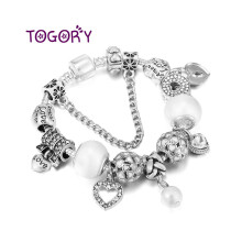 (Stampaggio, 20 cm) Perle nobili pendenti con perline, braccialetti a catena a serpente in argento Sterling