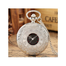 (Argento) Elegante orologio da tasca da sposa, sposo, alta qualità, al quarzo, display trasparente