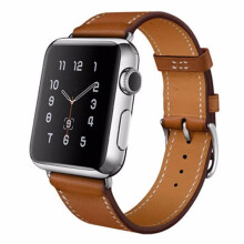 (Single Tour-Marrone, 42 mm) Cinturino in pelle di lusso Single Tour per Apple Watch