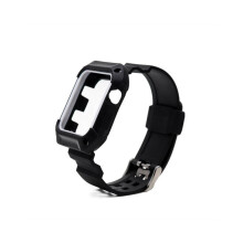 (Bianco) Cinturino bicolore monoblocco per Apple Watch, protezione morbida per le chiavi