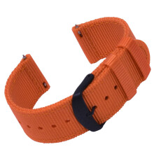 Cinturino per orologio in nylon arancione da 22 mm di Holdfast. Design NATO a 2 pezzi con sistema di