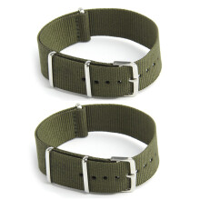 2X Cinturini per orologio in nylon e tela, verde subacqueo, larghezza: 18 mm