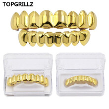 Set di griglie per denti Hip Hop 8/8 in argento, per feste punk e cosplay.