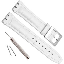 Cinturino per orologio Swatch in pelle di mucca con grana di alligatore e fibbia in acciaio inossidabile