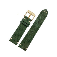 Cinturino per orologio in pelle di struzzo morbida ultrasottile verde, 18, 20, 22 mm, cinturini per