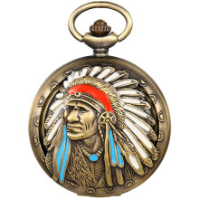 JewelryWe Orologio da tasca da uomo e da donna, classico orologio al quarzo, stile etnico, con ciondolo