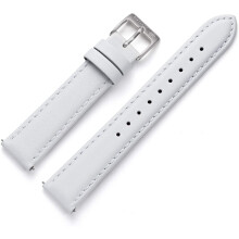 KIS-ST-16-L-W-SI Cinturino in pelle bianca con chiusura in acciaio inossidabile