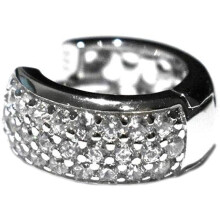Orecchino a cerchio Huggie da uomo in argento con pavé cubico, creolo da uomo