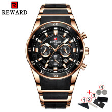 (scatola nera rosa) Orologi da uomo Reward Sport di lusso, cronografo con lancette luminose, orologi