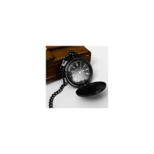 Orologio da tasca retrò da uomo liscio, in argento lucido, al quarzo, con ciondolo e catena.