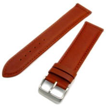 Cinturino in pelle di vitello imbottita italiana - Marrone chiaro, 22 mm con fibbia cromata (colore