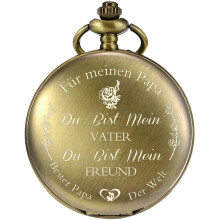 Orologio da tasca TREEWETO con catena incisa da uomo, colore nero/bronzo