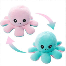 1Pas-20cm 30cm 40cm Giant Reversible Octopus Stuffed Animal Reversible Happy Sad Octopus Plush Toy NEW Toy-Blue Pink20CM
