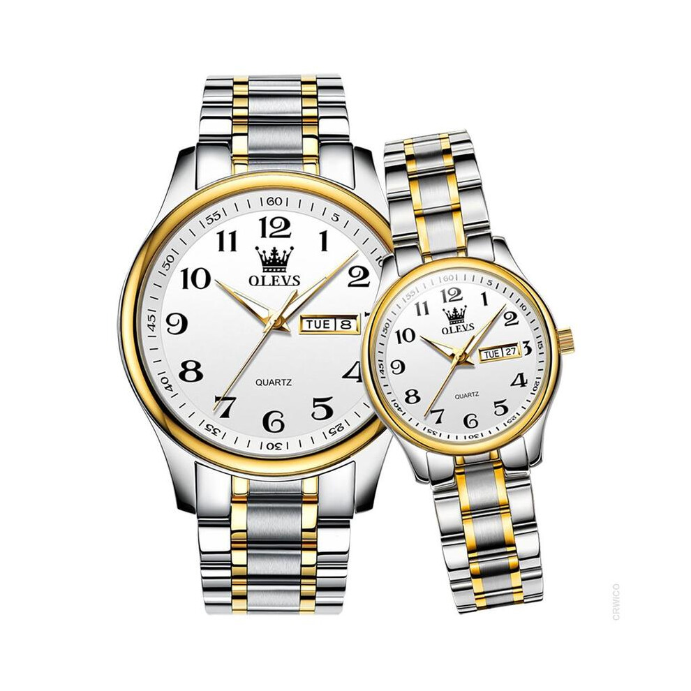 (Hsjb)Olevs Coppia Orologio Uomo Donna Acciaio Inossidabile Coppia Orologi Orologio Reloj Hombre Reloj
