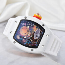 (Blu)Top Deluxe Deluxe RM Ceramic Smile Trend 3 pin caratteristica orologio unisex automatico al quarzo