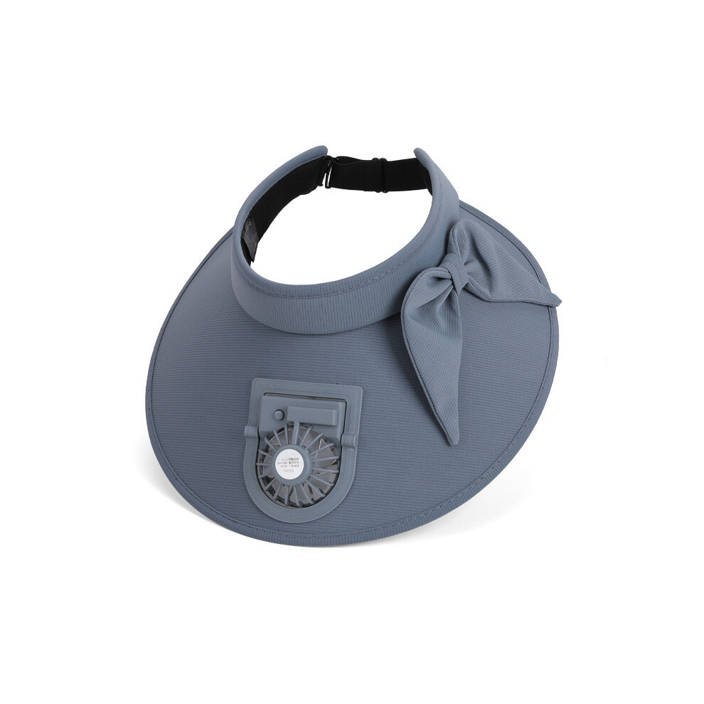 (Dark Gray)Chapeau de soleil été grand bord avec décoration noeud et ventilateur pour extérieur quotidien