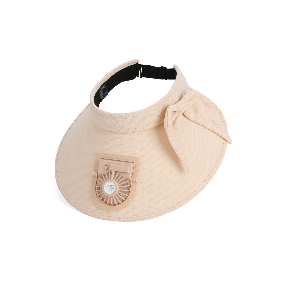 (Khaki)Chapeau de soleil été grand bord avec décoration noeud et ventilateur pour extérieur quotidien