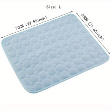 (Light Blue Color, L: 70*55CM) PET Summer Cooling Pet Mat for Small Dogs - Breathable Square Mesh Design with Ice Cubes, Durable Nylon Comfortable Indoor/Outdoor Use