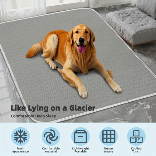 (grey, XXL(150X100CM)) Cooling Pad Sleeping Bed for Cats and Dogs | 2025 Upgraded Ice-Transparent Series - Sweat-Absorbent Surface - Keeps Your Pet Cool and Comfortable