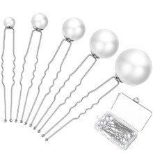 Lot de 18 épingles à cheveux en perles et strass pour mariée, demoiselle d'honneur, femmes et filles (argent)