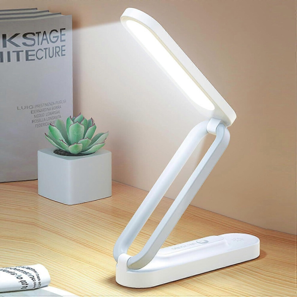 Lampe de bureau LED pliable sans fil - Lampe de table à intensité variable avec 3 niveaux de luminosité - Rechargeable par USB
