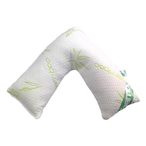 (Default) V Shape Bamboo Memory Foam Pillow , Removable Cover 1