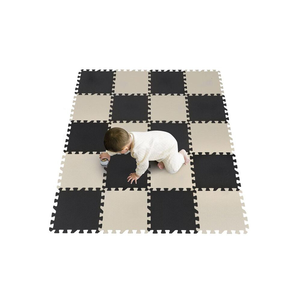 ( + ) 20Pcs Foam Baby Play Mats 30X30x1cm Eva Floor Tiles And Rice- Black/White/Grey