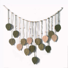(Green - Style B, 1 Count) Macrame Feather Wall Hanging,1Count Boho Style Leaf Design Wall Decoration,Wall Hanging Tapestry for Home Living Room Bedroom,Boho Home,Interior