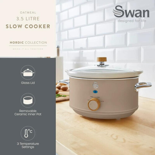 (Grey) Swan 3.5L Nordic Slow Cooker 2