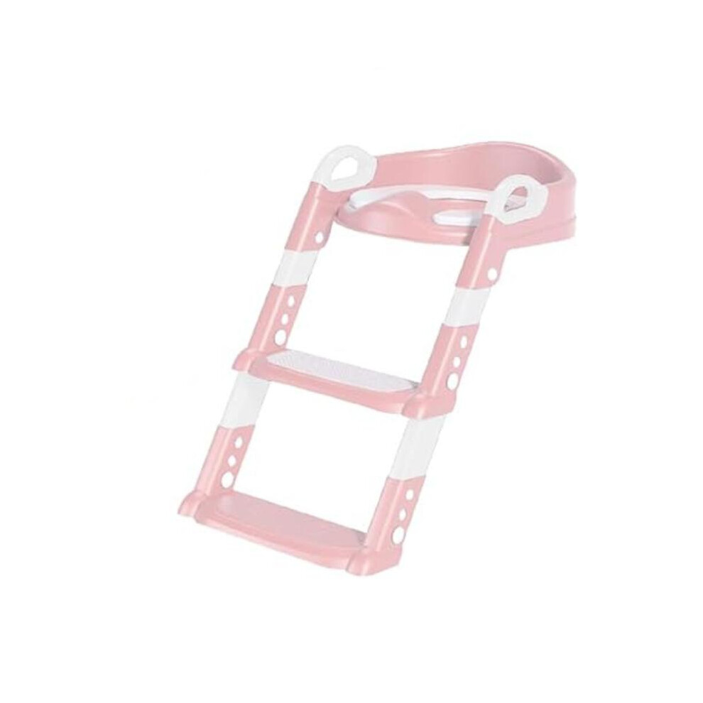 (Pink) Children's Toilet Seat, Children's Toilet Seat With Stairs, Foldable Travel Bathroom Seat With Splash Guard, Potty Seat With Ladder, Comfortabl Pink