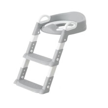 (Grey) Children's Toilet Seat, Children's Toilet Seat with Stairs, Foldable Travel Bathroom Seat with Splash Guard, Potty Seat with Ladder, Comfortable