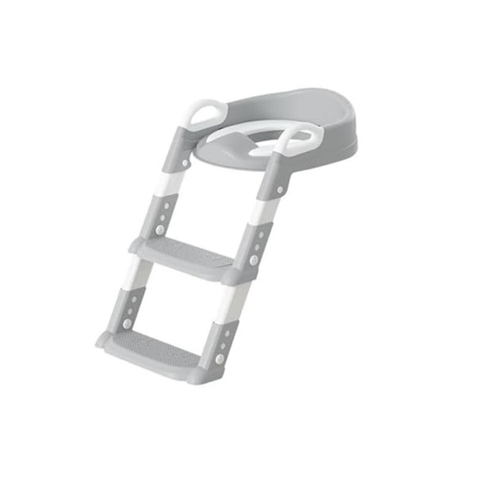 (Grey) Children's Toilet Seat, Children's Toilet Seat With Stairs, Foldable Travel Bathroom Seat With Splash Guard, Potty Seat With Ladder, Comfortabl Grey